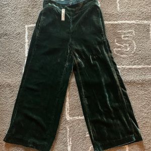 Madewell Huston Green Velvet Pull-on Crop Pant